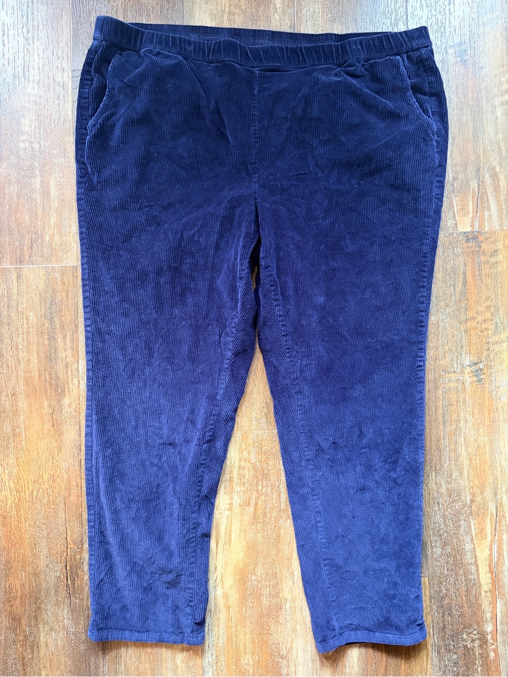 d&co. denim + company Women’s Blue Corduroy Pull-On Straight Leg Pants 26W